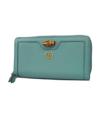 Auth Gucci Bamboo Turquoise Blue 658634 Womens Leather Long Wallet (bi-fold) sélection de produits