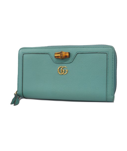 Auth Gucci Bamboo Turquoise Blue 658634 Womens Leather Long Wallet (bi-fold) sélection de produits