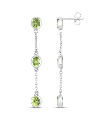 2.10 Carat Genuine Peridot .925 Sterling Silver Earrings des créatures d'habitude