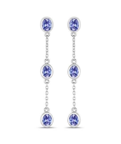 1.98 Carat Genuine Tanzanite .925 Sterling Silver Earrings est présent 