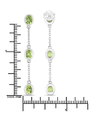 2.10 Carat Genuine Peridot .925 Sterling Silver Earrings des créatures d'habitude