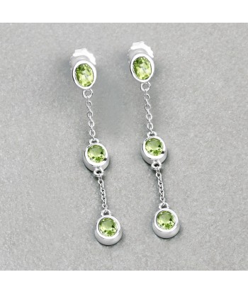 2.10 Carat Genuine Peridot .925 Sterling Silver Earrings des créatures d'habitude