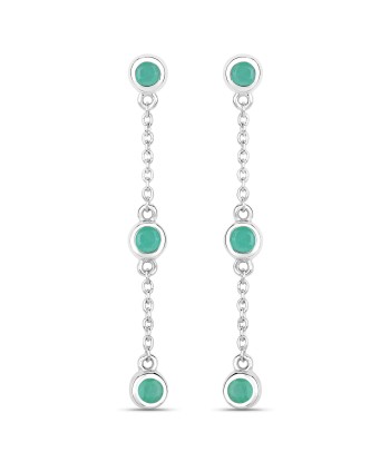 0.60 Carat Genuine Emerald .925 Sterling Silver Earrings plus qu'un jeu 