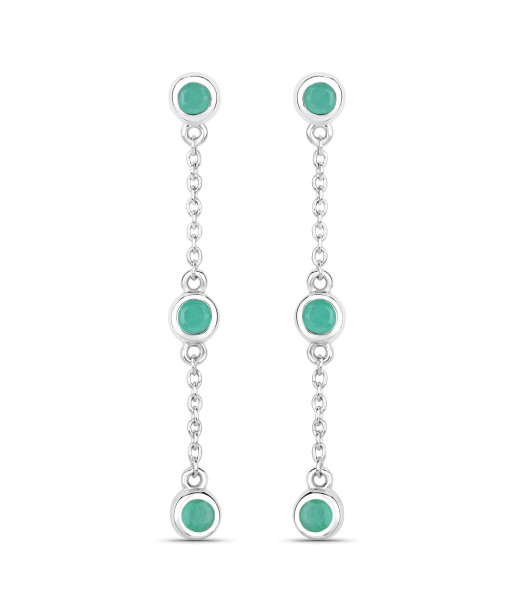 0.60 Carat Genuine Emerald .925 Sterling Silver Earrings plus qu'un jeu 