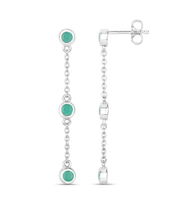 0.60 Carat Genuine Emerald .925 Sterling Silver Earrings plus qu'un jeu 