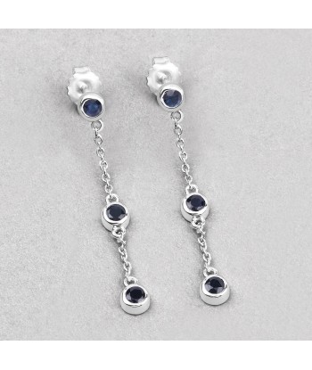 0.66 Carat Genuine Blue Sapphire .925 Sterling Silver Earrings pas cheres