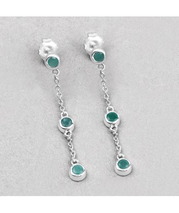 0.60 Carat Genuine Emerald .925 Sterling Silver Earrings plus qu'un jeu 