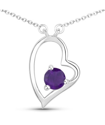 0.43 Carat Genuine Amethyst .925 Sterling Silver Necklace Les magasins à Paris