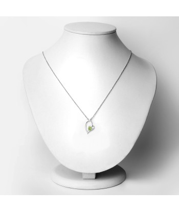 0.51 Carat Genuine Peridot .925 Sterling Silver Necklace basket pas cher