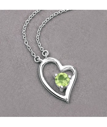 0.51 Carat Genuine Peridot .925 Sterling Silver Necklace basket pas cher