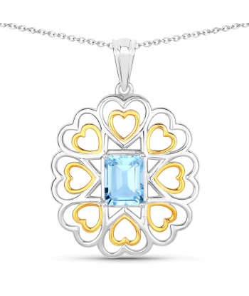 2.60 Carat Genuine Blue Topaz .925 Sterling Silver Pendant pas chere