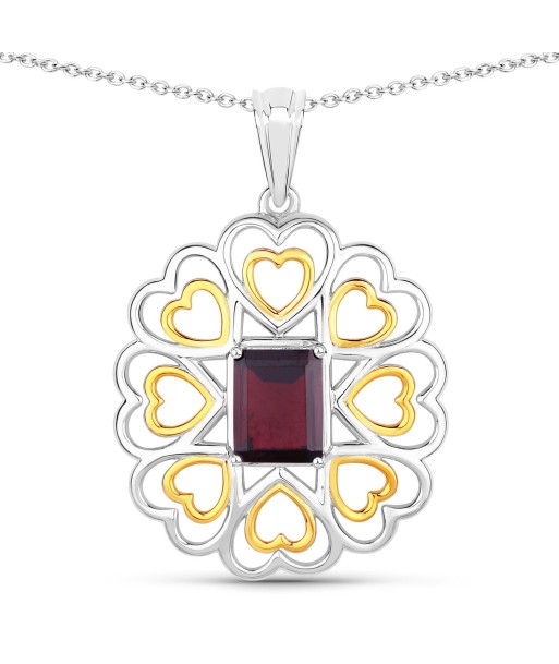 2.55 Carat Genuine Garnet .925 Sterling Silver Pendant Paris Déstockage Promo