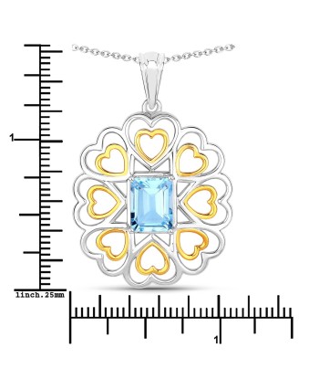 2.60 Carat Genuine Blue Topaz .925 Sterling Silver Pendant pas chere