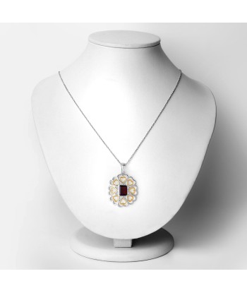 2.55 Carat Genuine Garnet .925 Sterling Silver Pendant Paris Déstockage Promo