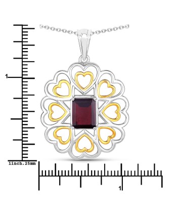 2.55 Carat Genuine Garnet .925 Sterling Silver Pendant Paris Déstockage Promo