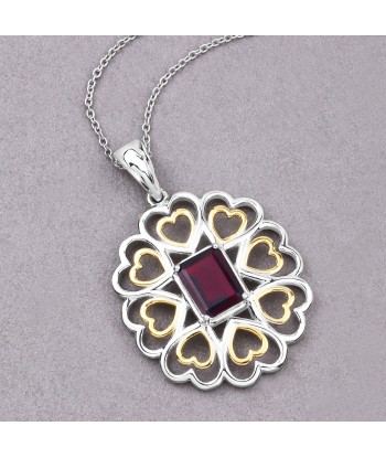 2.55 Carat Genuine Garnet .925 Sterling Silver Pendant Paris Déstockage Promo