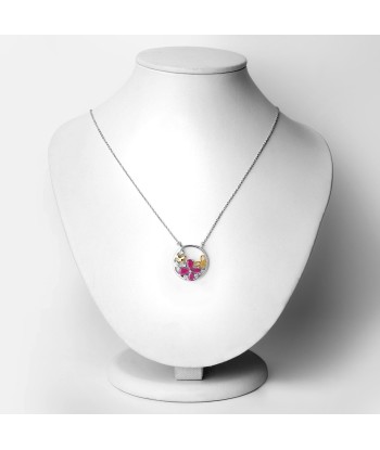 1.47 Carat Genuine Ruby and White Topaz .925 Sterling Silver Pendant chez Cornerstreet bien 