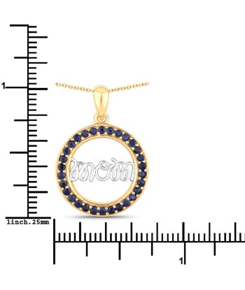 0.64 Carat Genuine Blue Sapphire .925 Sterling Silver Pendant prix