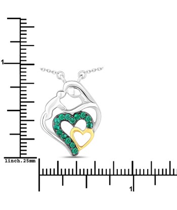 0.24 Carat Genuine Emerald .925 Sterling Silver Pendant Amélioration de cerveau avec