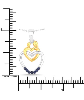 0.14 Carat Genuine Blue Sapphire .925 Sterling Silver Pendant Faites des économies