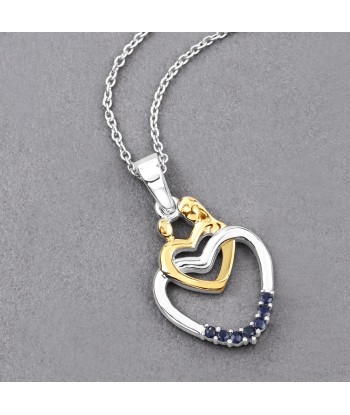 0.14 Carat Genuine Blue Sapphire .925 Sterling Silver Pendant Faites des économies