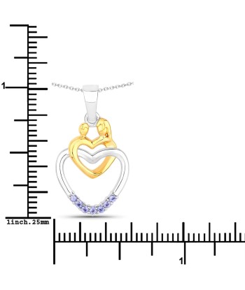 0.14 Carat Genuine Tanzanite .925 Sterling Silver Pendant hantent personnes