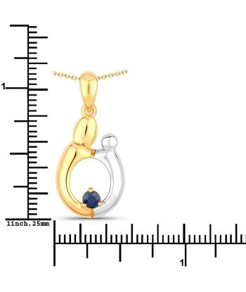 0.19 Carat Genuine Blue Sapphire .925 Sterling Silver Pendant Amélioration de cerveau avec