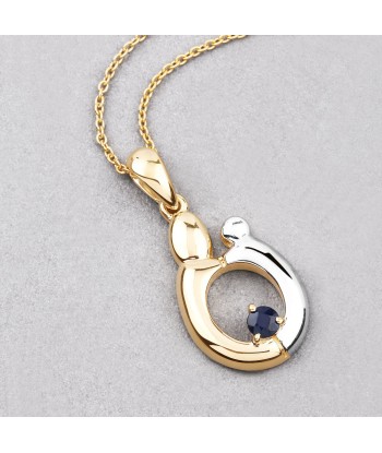 0.19 Carat Genuine Blue Sapphire .925 Sterling Silver Pendant Amélioration de cerveau avec