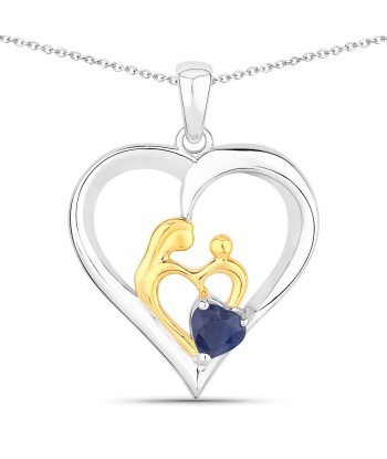 0.50 Carat Genuine Blue Sapphire .925 Sterling Silver Pendant des créatures d'habitude