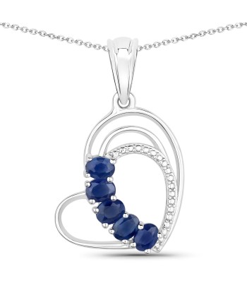 1.00 Carat Genuine Blue Sapphire .925 Sterling Silver Pendant meilleur choix