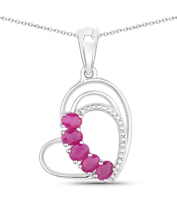 1.10 Carat Genuine Ruby .925 Sterling Silver Pendant Fin de série