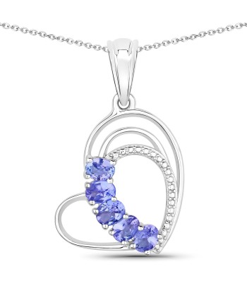 0.85 Carat Genuine Tanzanite .925 Sterling Silver Pendant Venez acheter