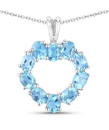 1.90 Carat Genuine Swiss Blue Topaz .925 Sterling Silver Pendant le concept de la Pate a emporter 