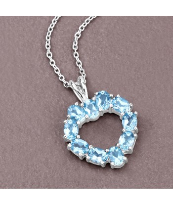 1.90 Carat Genuine Swiss Blue Topaz .925 Sterling Silver Pendant le concept de la Pate a emporter 