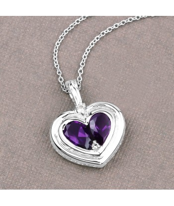 2.36 Carat Genuine Amethyst and White Topaz .925 Sterling Silver Pendant l'achat 