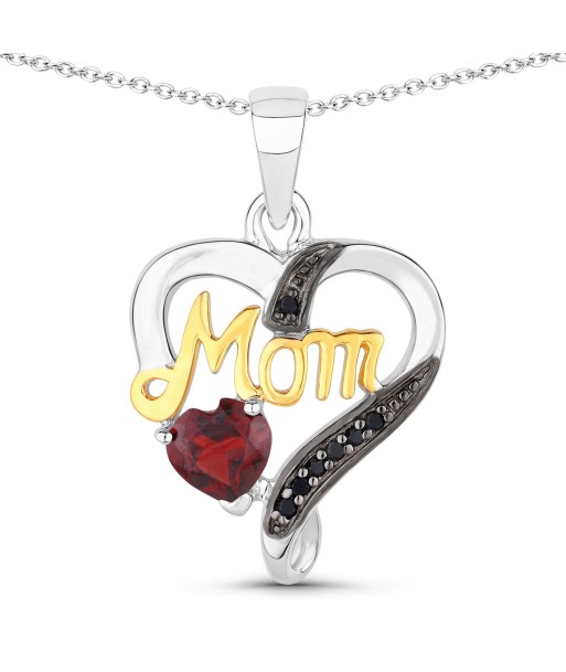 0.55 Carat Genuine Garnet and Black Spinel .925 Sterling Silver Pendant le concept de la Pate a emporter 