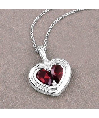 2.66 Carat Genuine Garnet and White Topaz .925 Sterling Silver Pendant votre restaurant rapide dans 