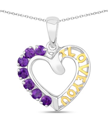 0.70 Carat Genuine Amethyst .925 Sterling Silver Pendant Economisez 