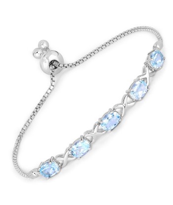 4.75 Carat Genuine Blue Topaz .925 Sterling Silver Bracelet en ligne des produits 