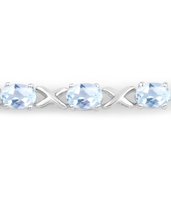 4.75 Carat Genuine Blue Topaz .925 Sterling Silver Bracelet en ligne des produits 