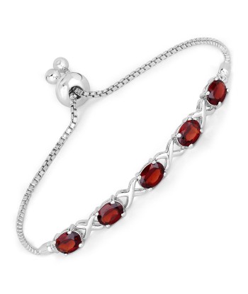 4.25 Carat Genuine Garnet .925 Sterling Silver Bracelet destockage