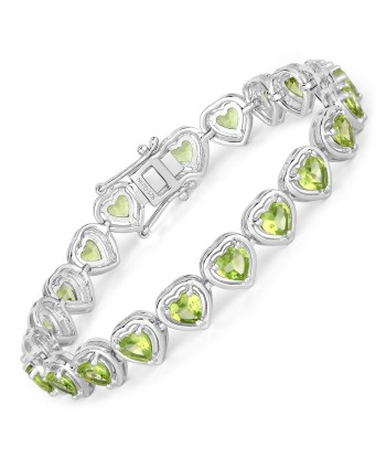 9.24 Carat Genuine Peridot .925 Sterling Silver Bracelet Voir les baskets