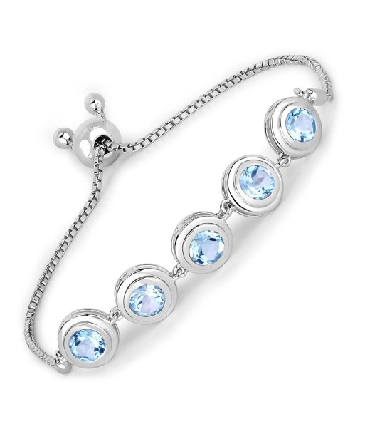 5.25 Carat Genuine Blue Topaz .925 Sterling Silver Bracelet pas cher 