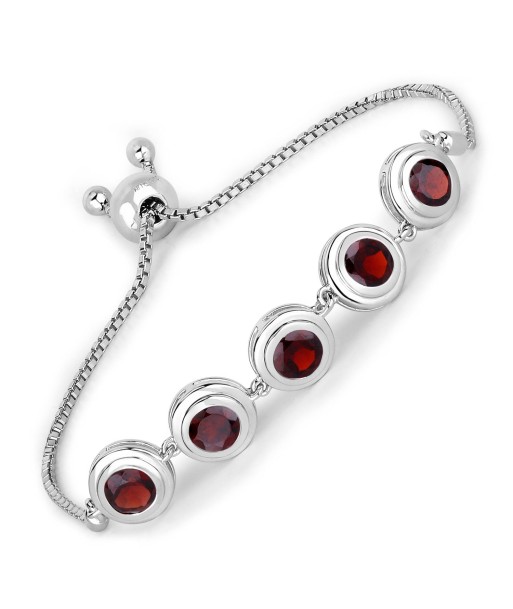 5.00 Carat Genuine Garnet .925 Sterling Silver Bracelet les ctes