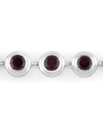 5.00 Carat Genuine Garnet .925 Sterling Silver Bracelet les ctes