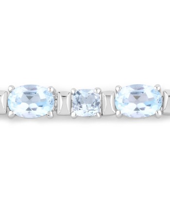 15.36 Carat Genuine Blue Topaz .925 Sterling Silver Bracelet le des métaux précieux