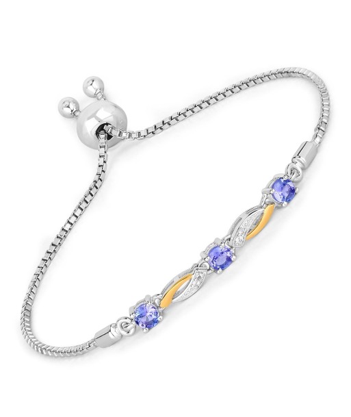 0.77 Carat Genuine Tanzanite and White Sapphire .925 Sterling Silver Bracelet offre 