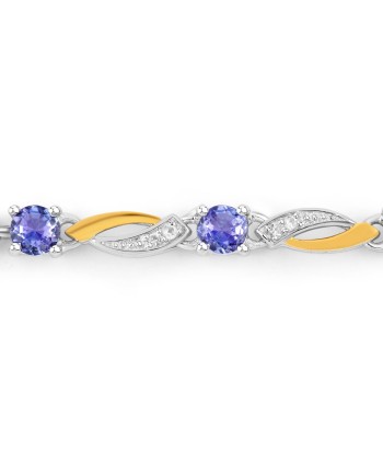 0.77 Carat Genuine Tanzanite and White Sapphire .925 Sterling Silver Bracelet offre 