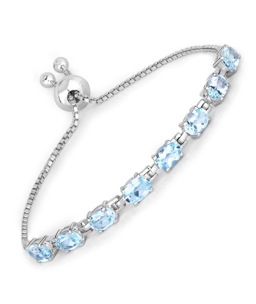 7.60 Carat Genuine Blue Topaz .925 Sterling Silver Bracelet prix pour 