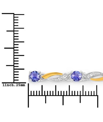 0.77 Carat Genuine Tanzanite and White Sapphire .925 Sterling Silver Bracelet offre 